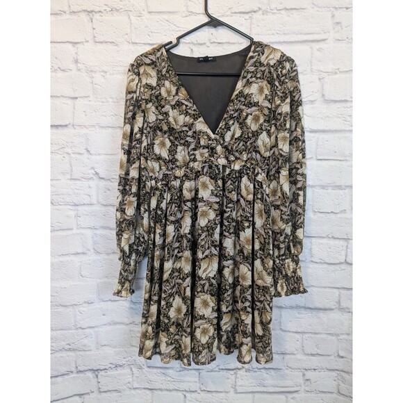 BLU PEPPER Women's Dress Long Sleeve V-Neck  Multicolor Floral Size S - Picture 1 of 7